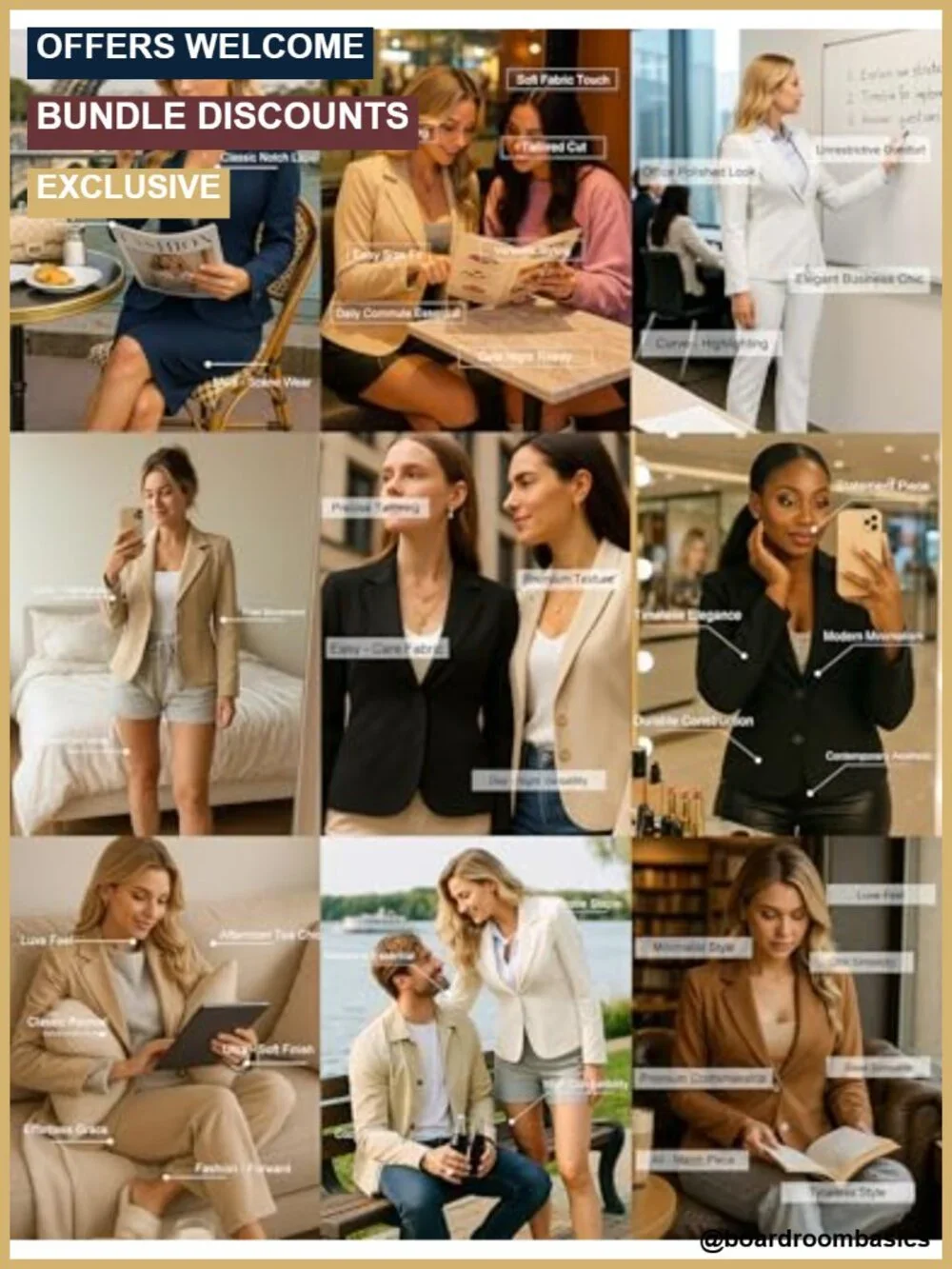Cropped Blazer Notch Lapel Long Sleeve Fully Lined Work Office Suit Jacket
